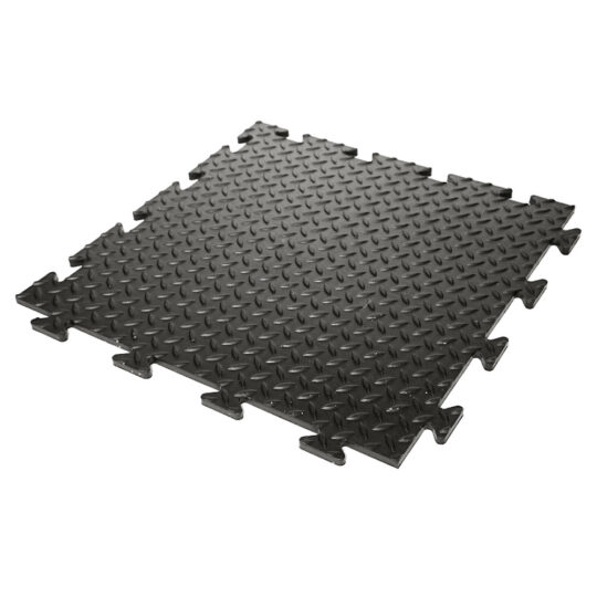 Checker Plate 50cm PVC Garage Floor Tile (Black) | Duramat UK