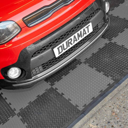 Dark Grey Checker PVC Garage Floor Tile 50cm (Single) | Duramat UK