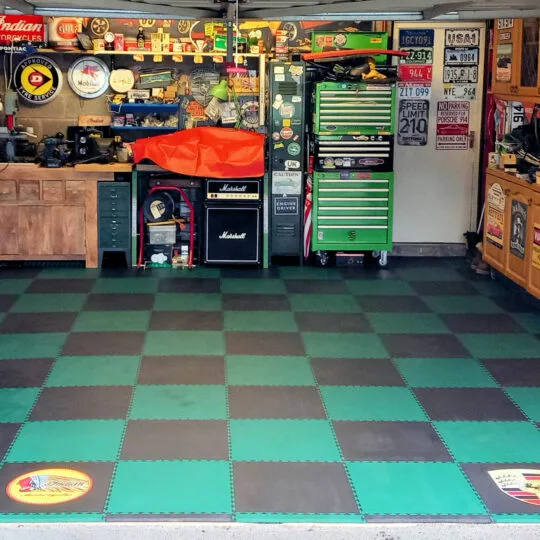 DuraTile™ PVC Garage Floor Tiles 50cm Racing Green | Duramat UK
