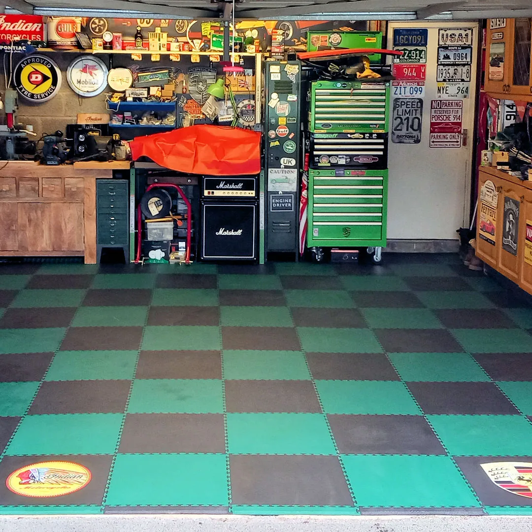 DuraTile™ PVC Garage Floor Tiles 50cm Racing Green | Duramat UK
