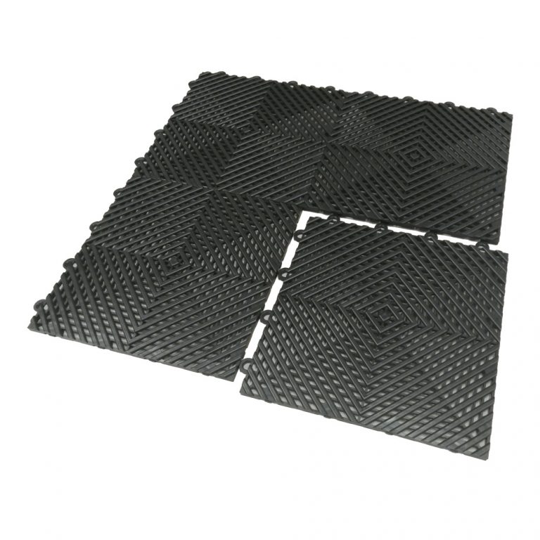 Interlocking Ventlock™ Vented Garage Floor Tiles 30cm (black) Duramat Uk