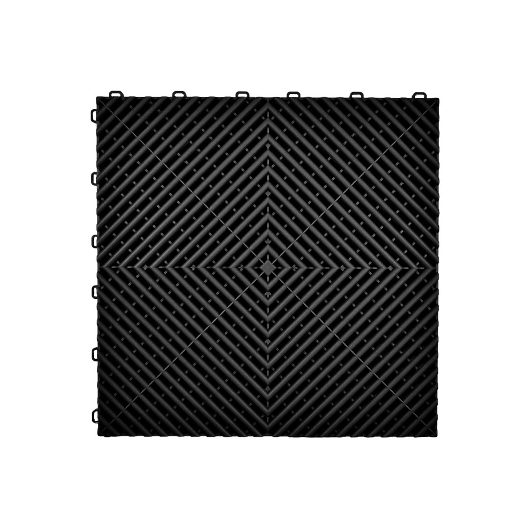 VentLock™ XL 40cm Performance Garage Floor Tiles (Black) | Duramat UK